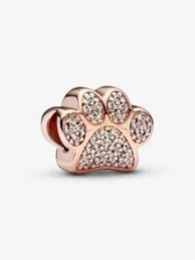 Pandora Rose Gold Paw Print Charm with Cubic Zirconia
